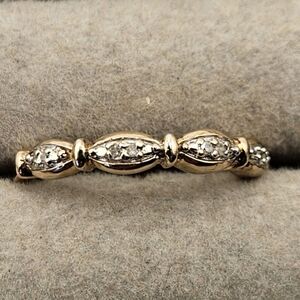 925 Silver Gold Vermeil Marquise Station Stackable Band Ring Size 6
